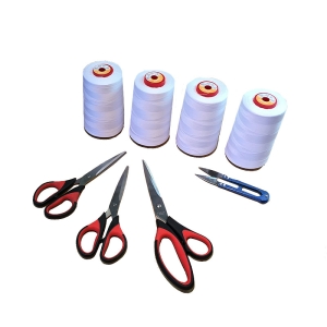Overlock threads, scissors and thread snips