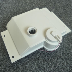 Water tank viewed from under the roller press